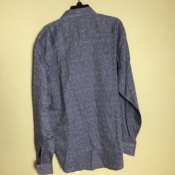 Robert Graham Men’s Button Down Blue floral Print Flip Cuff  Shirt Sz. 2XL EUC - Picture 3 of 13